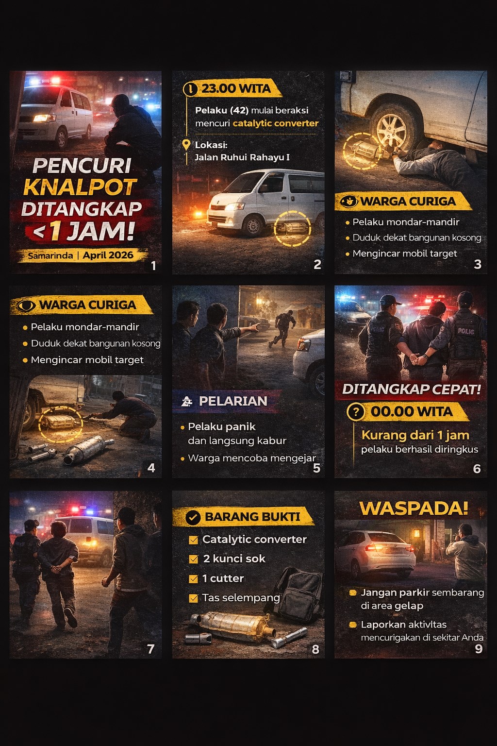 Tepergok Warga, Pencuri Komponen Knalpot Mobil di Samarinda Diringkus<br />